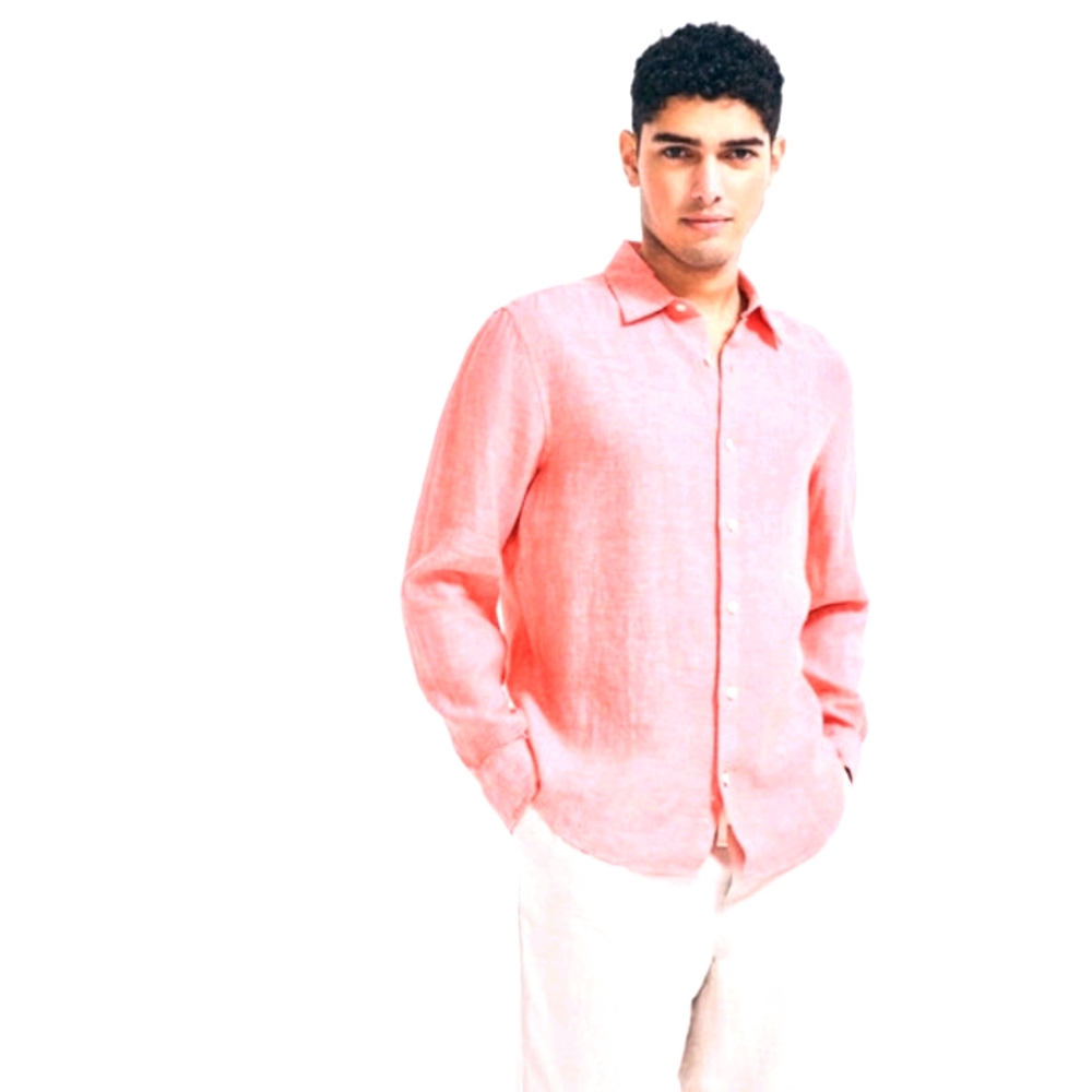 Inserch collezione 100% linen domo pink shirt
